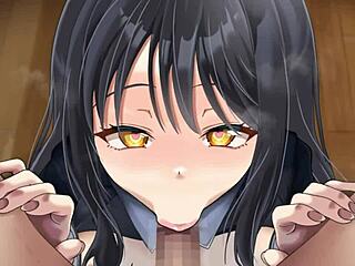 Junior gets an amazing blowjob in hentai