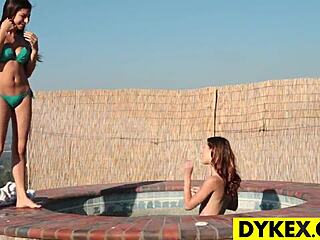 Outdoor lesbian sex with two hot gals