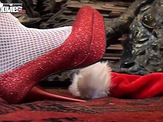 german redhead masturbates in uniform