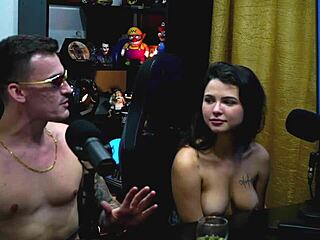 Ruan and Everton Olivrs suck Natasha Steffens' natural tits passionately, making her moan in sheer red glamour.