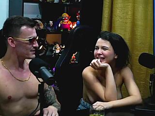 Ruan and Everton Olivrs suck Natasha Steffens' natural tits passionately, making her moan in sheer red glamour.