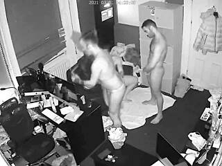 Feel the Wild Threesome Night at Work with Bonus Cam