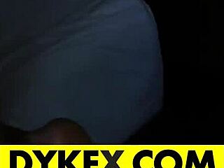 Blonde woman seduces another with toys