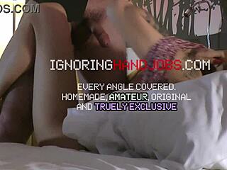 sexy brunette secretary gives hot handjob in hotel room 😍