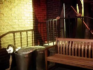 a guy finds naughty brunette with kitty mask ready for facial