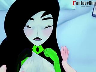 Cute brunette Shego bangs Kim Possible in wild hentai action for free
