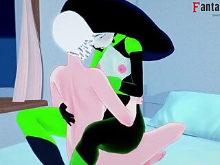 Cute brunette Shego bangs Kim Possible in wild hentai action for free