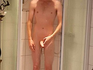 Skinny guy showers naked, oops forgot cam’s on!