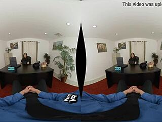 brunette teen gives blowjob at office meeting in pov