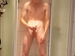 Skinny guy showers naked, oops forgot cam’s on!