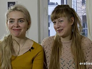 Amateur lesbians playing with dildo and anal beads.