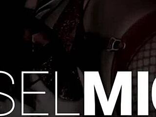 German Mistress in Leggings Spanks Slave at Andreaskreuz