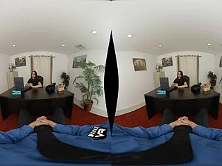 brunette teen gives blowjob at office meeting in pov