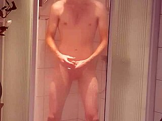Skinny guy showers naked, oops forgot cam’s on!