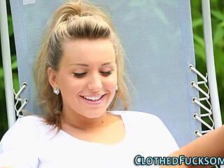 European Glamour Lesbians Finger Each Other In Stockings And Heels Outdoors