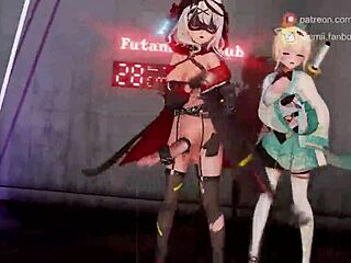 watch skmt conqueror dance with her big futa cock.