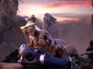 Хлопки задают ритм для Овервотч Мерси в дикой аниме хентай акции. Она доминирует!