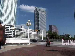 Two Latinas strip naked in public and touch themselves! 🔥😍