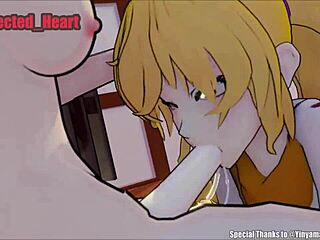 Yang gir Ruby en dypthroat blowjob i denne hentai-tegningen