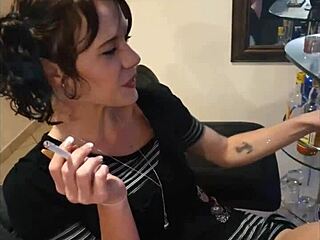 Skinny Slut Teases In Short Dress While Smoking?