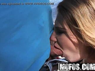 Euro Blonde Ayda Singer Flashes Big Naturals in Public Bathroom