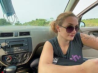 Blonde's Deep Blow Job in the Car!