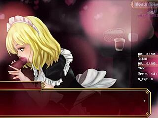 Blonde teen gives blowjob without condom in hentai