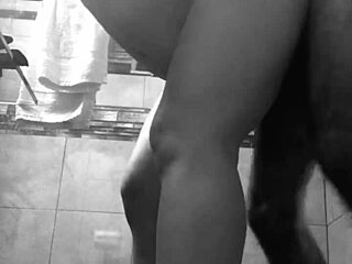 latina couple hints at quick bathroom fuck