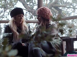 Runaway chick devouring bffs pussy!