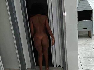 Beautiful latina walks naked in Ted's mansion.