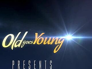 Old man gets congratulated with sex by yummy babe on sofa