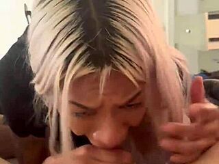 Mexican girlfriend deepthroats big cock