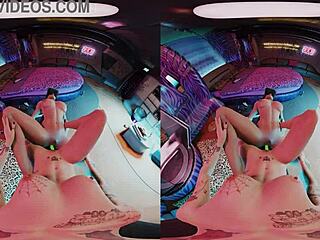 judy alvarez and panam palmer scissoring with glowing dildo in vr cyberpunk parody