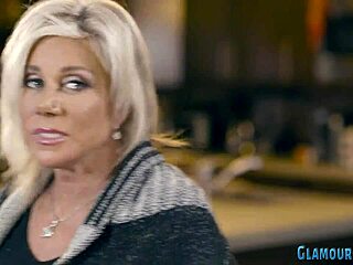 Blonde mature woman enjoys group activity