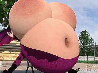 Lilith's massive boobs and belly in hot sex scenes