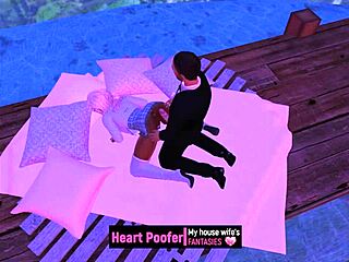 Cartoon characters share a warm moment in cold weather