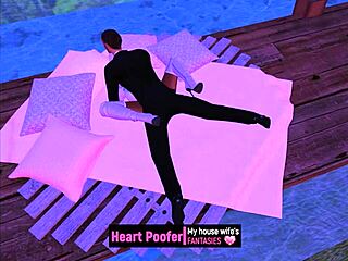 Cartoon characters share a warm moment in cold weather