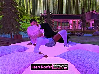 Cartoon characters share a warm moment in cold weather