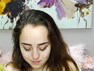 Small Tits Babe Casually Toys with Vibrator on Webcam