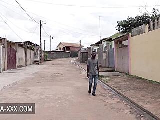 Ebony beauty enjoys intense sex with a stranger in various positions like doggystyle and missionary