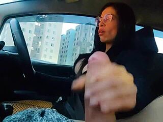 Married woman jerks off for friend while driving!