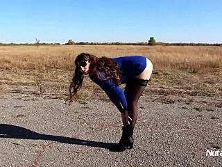 Leggy Brunette Shows Off Her Body