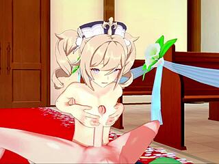 genshin impact hentai barbara and venti fuck in church with futanari