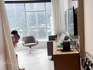 جريت شاب نحيف متخنث للبيت لنيك شرجي جامد عند الشباك