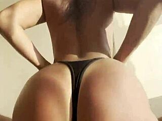 Fitness latina ass sunbathes then fucks in thong pov.