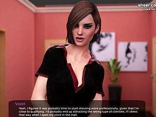 busty masseuse violet gives tit job to client with big cock in milfy city hentai game part 86.