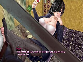 Horror mansion footjob under desk with monster