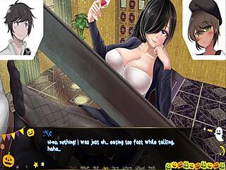 Horror mansion footjob under desk with monster