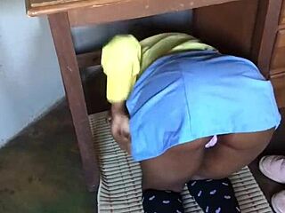 Nasty creampie under desk!