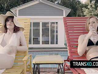 Kinky slut like me gets railed by two shemales hard